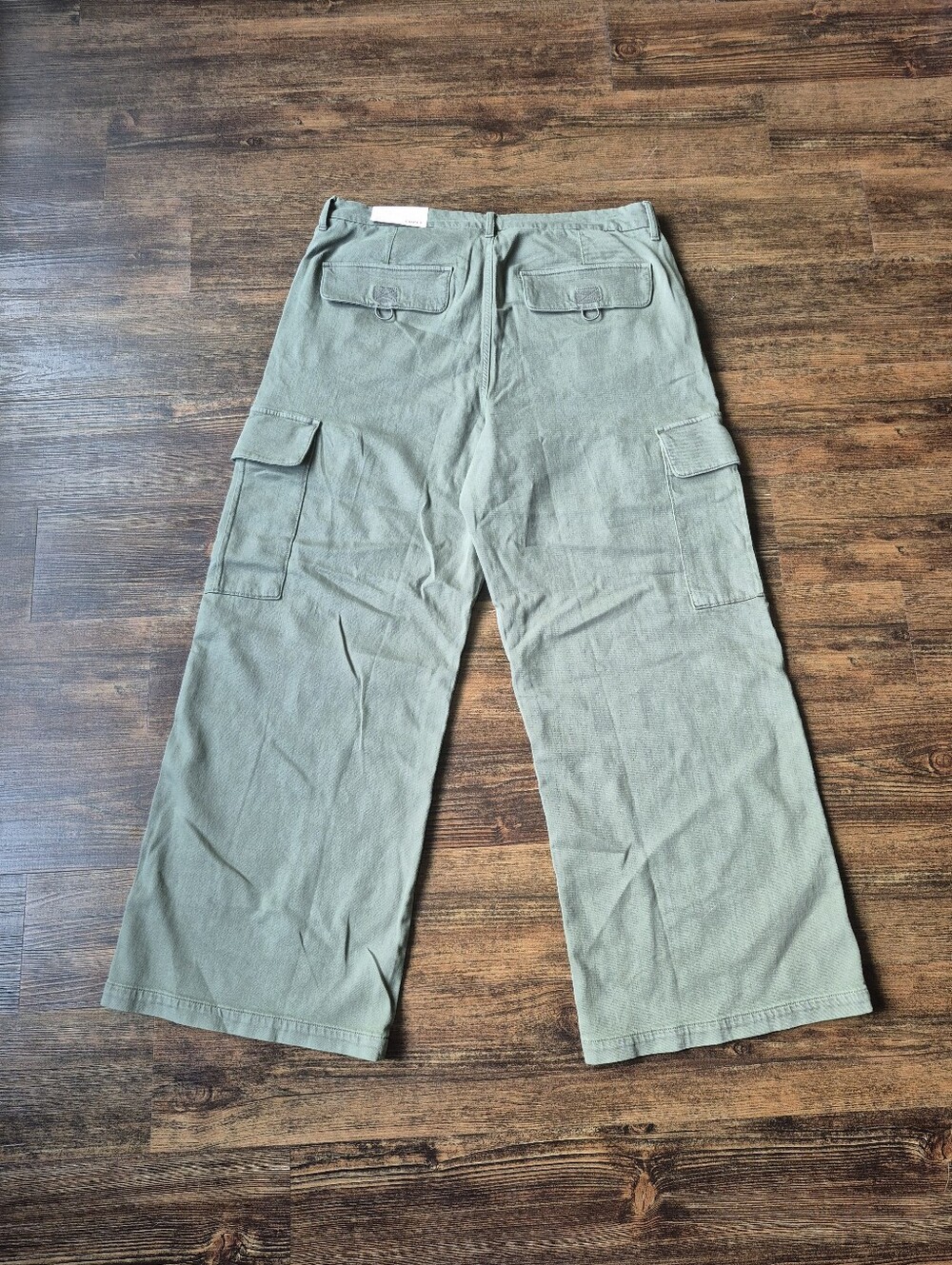 American Eagle High Rise Wide Leg Baggy Stretch Olive Green Size 16 - Picture 4 of 8